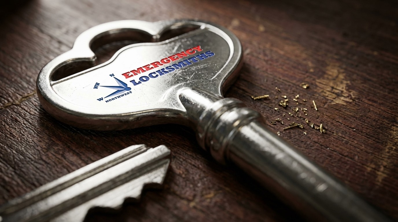 Traditional mortice key with NW Locks branding