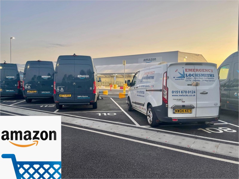 NW Locks van at the Amazon distribution centre