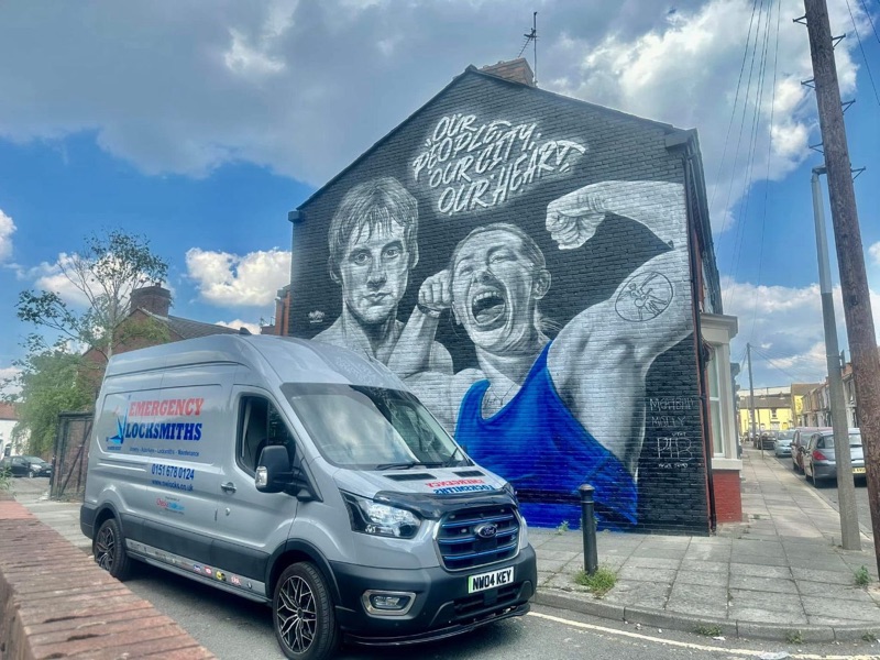 NW Locks van by the Everton mural in Walton