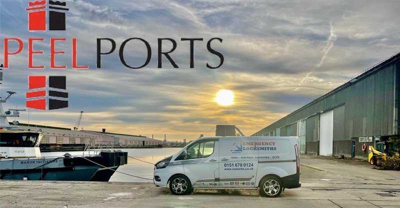 NW Locks van on site at Peel Ports, Birkenhead