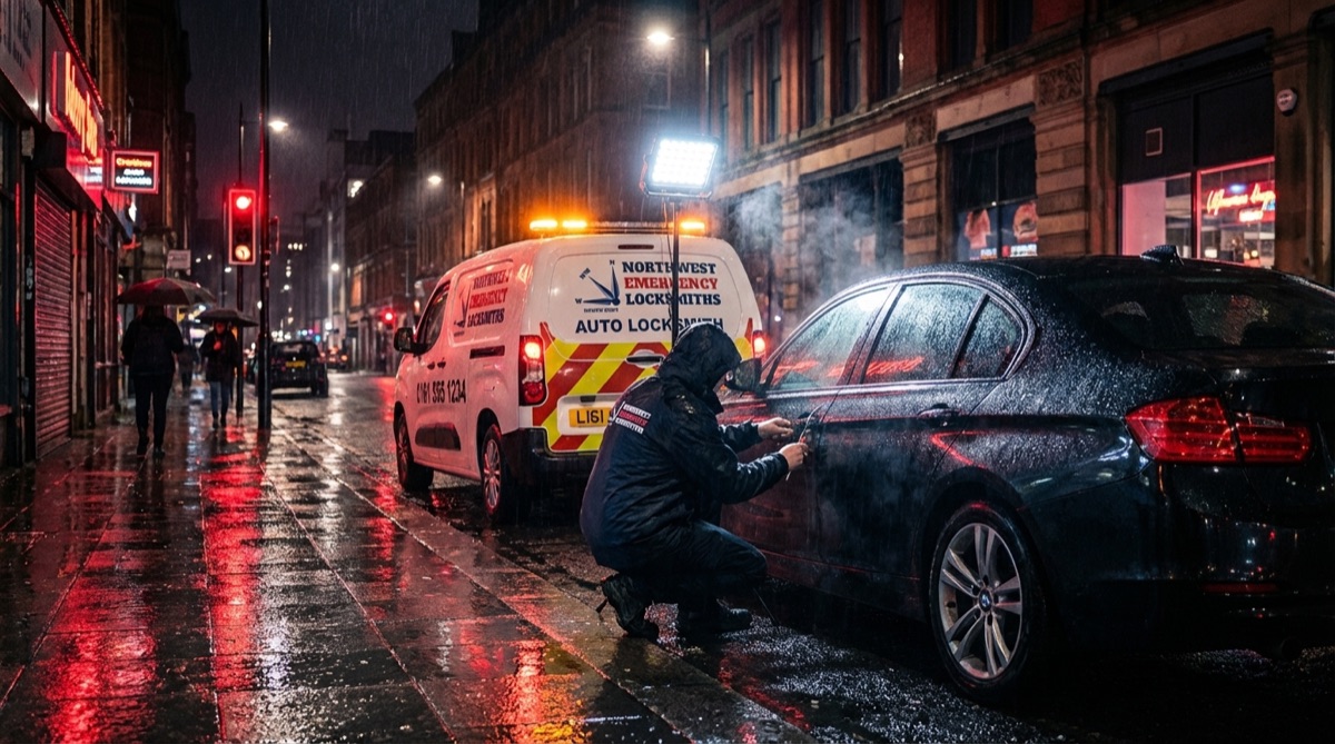 Auto locksmith roadside callout at night