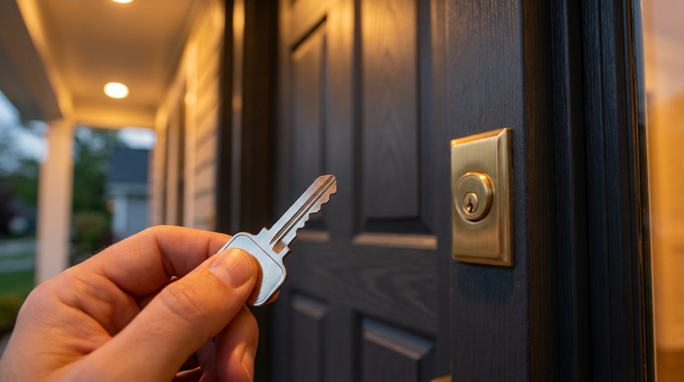 Key approaching brass deadbolt lock