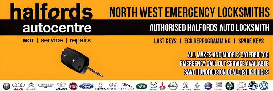 Authorised Halfords Autocentre Auto Locksmith — NW Locks covers lost keys, ECU reprogramming, spare keys for all makes and models